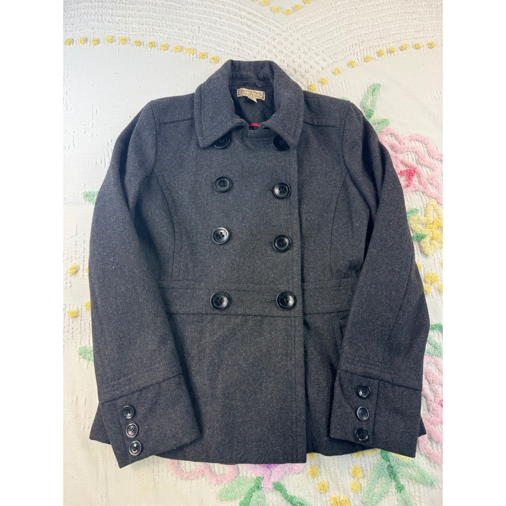 American Rag Co vtg Womens Double Breasted Peacoat Gray Wool Blend Size Medium - Picture 3 of 10